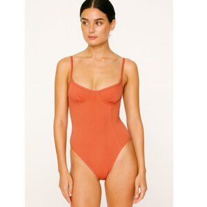 Onia Chelsea One Piece Swimsuit Womens XS Spiced Coral Ribbed Underwire Swim New